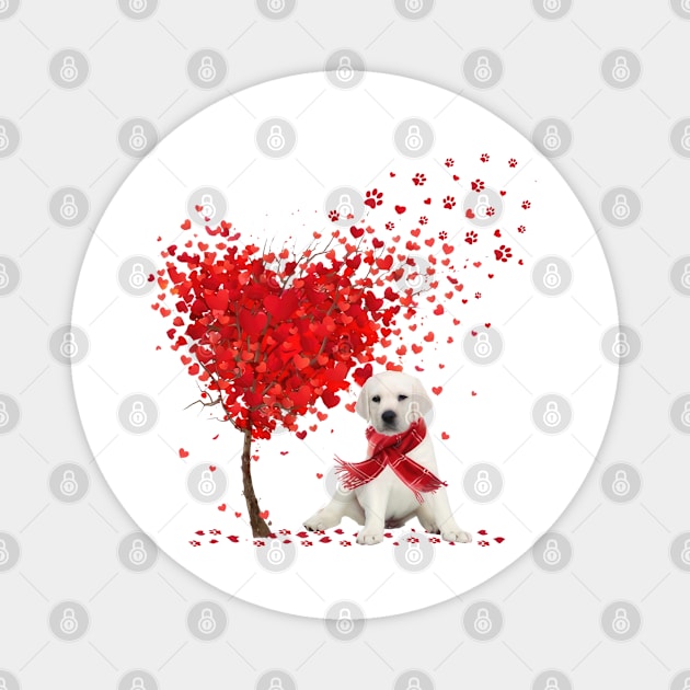 Valentine's Day Heart Tree Love White Labrador Magnet by TATTOO project